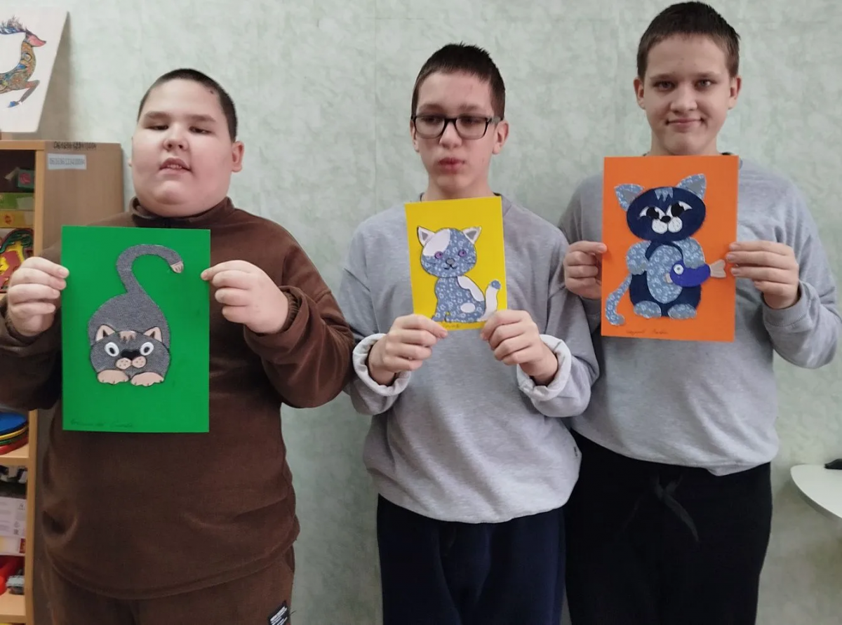 Аппликация из ткани "Котик"