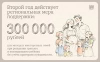 Мера социальной поддержки для молодых многодетных семей-единовременная выплата 300000 рублей